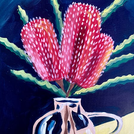 Banksia In A Glass Vase
